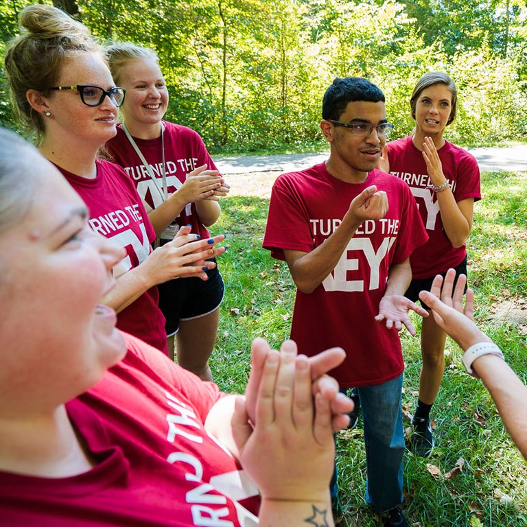 Key Students playing a game