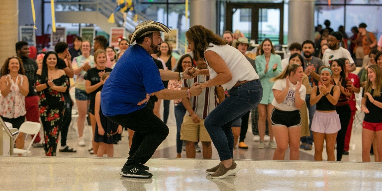 Students dancing at an event.