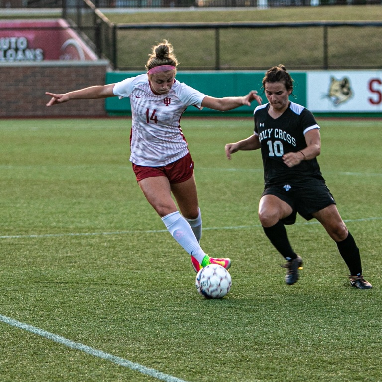 two student athletes during a soccer game